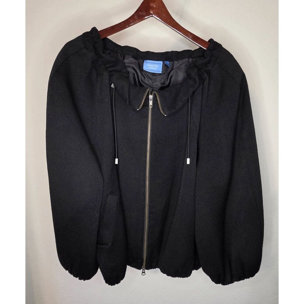 Simply Vera Vera Wang Black Wool Blend Jacket 3/4 Sleeve Zip Front XL Blouson